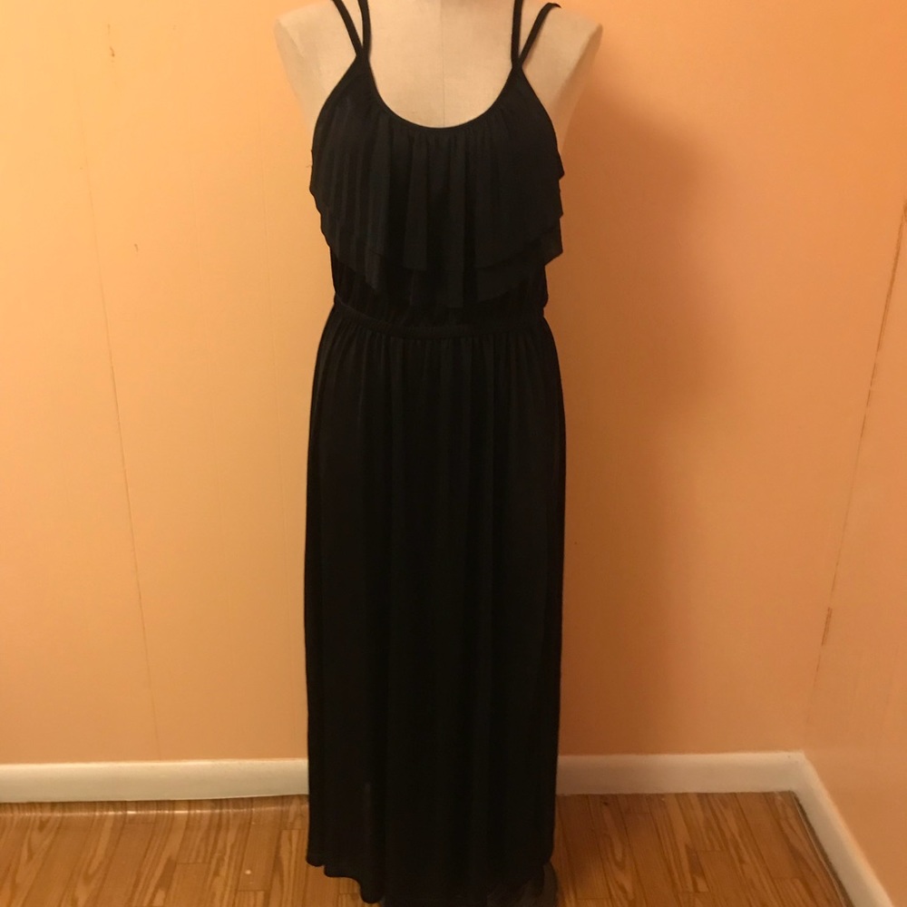 H&M black silky maxi dress
